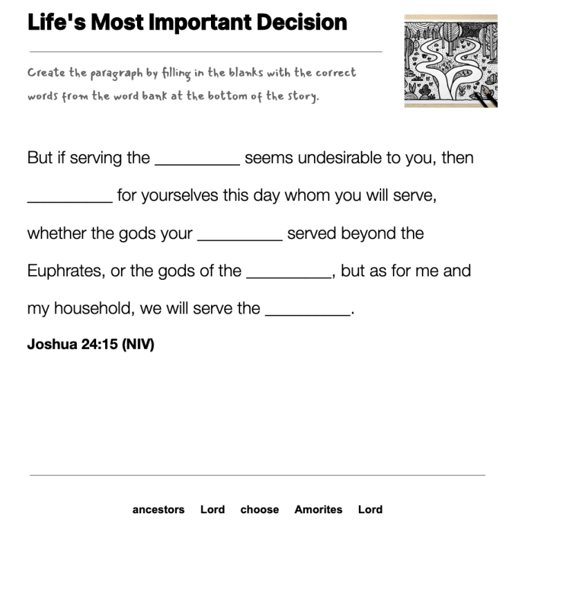 Life's Most Important Decision fill-in-the-blank